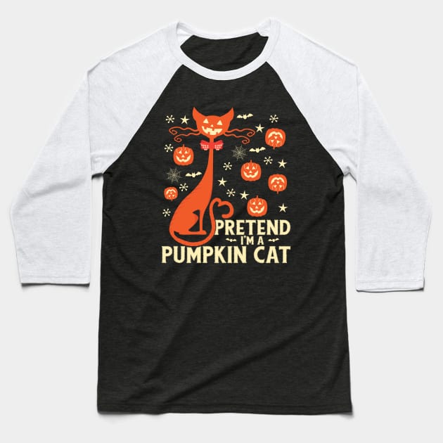 Pretend I’m A Pumpkin Cat Halloween Costume gift Baseball T-Shirt by angel
